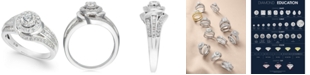 Macy's Diamond Swirl Halo Engagement Ring (3/4 ct. t.w.) in 14k White Gold